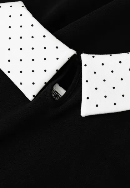 Polka Dot Collar Contrast Panel Sleeveless Dress