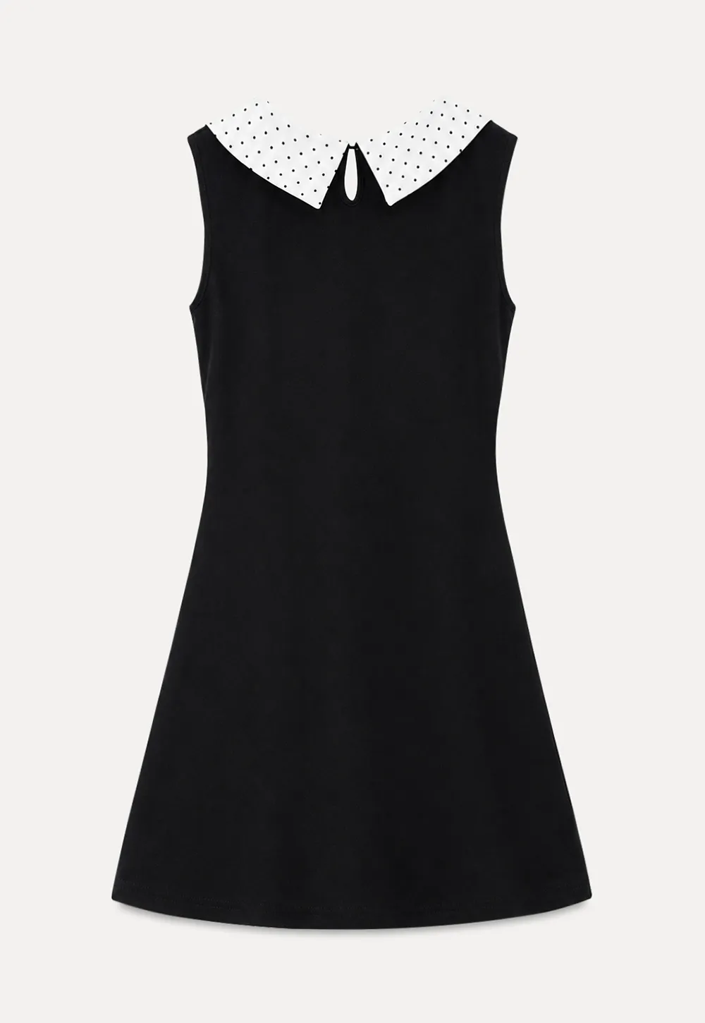 Polka Dot Collar Contrast Panel Sleeveless Dress