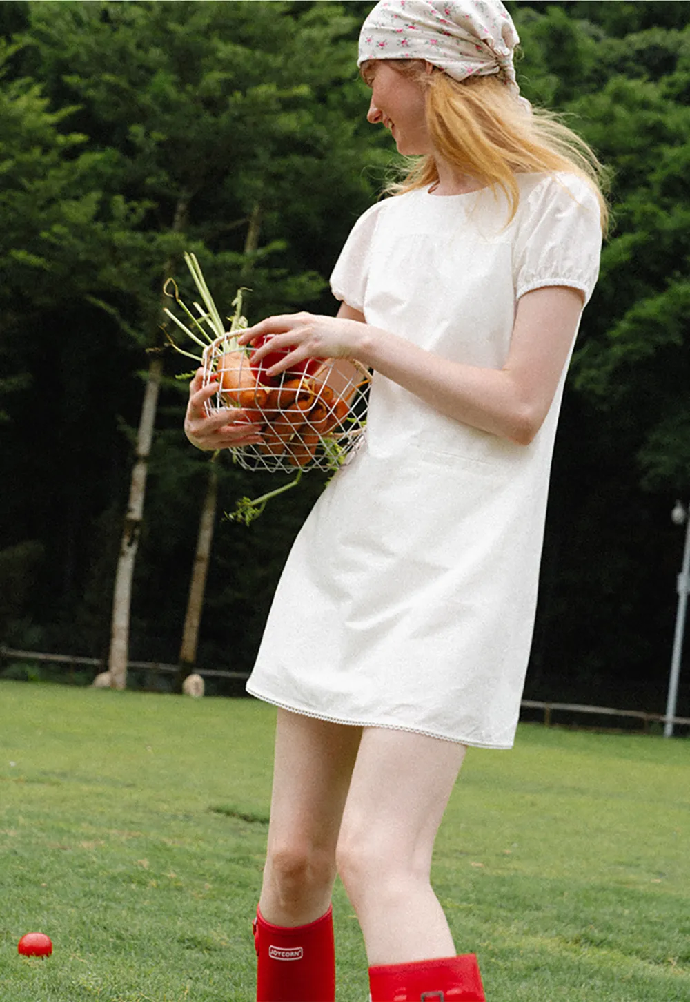 Lace Trim Short Sleeve A-Line Dress