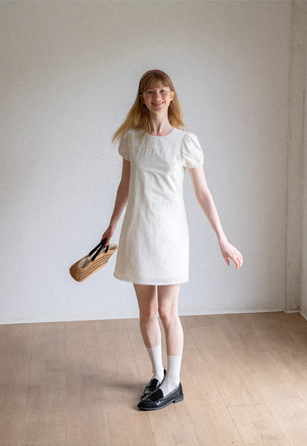 Lace Trim Short Sleeve A-Line Dress