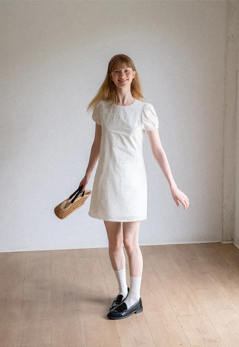 Lace Trim Short Sleeve A-Line Dress