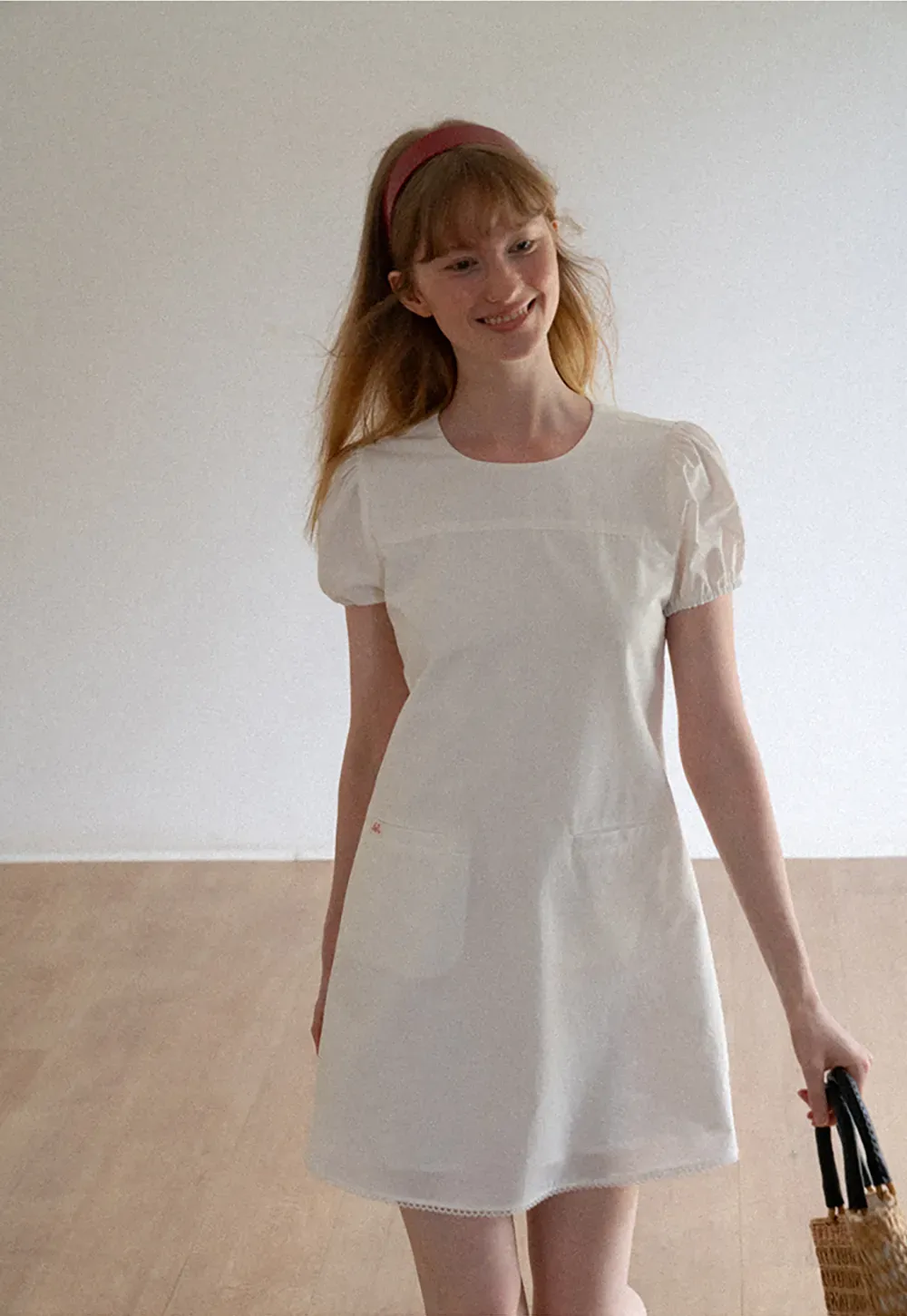 Lace Trim Short Sleeve A-Line Dress