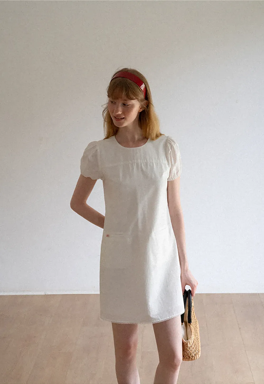 Lace Trim Short Sleeve A-Line Dress