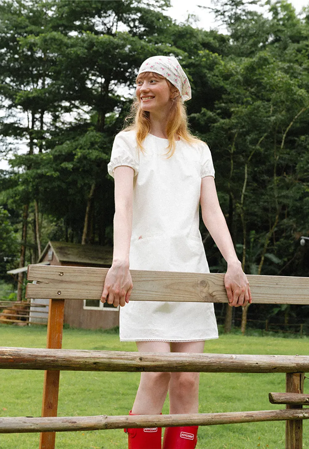 Lace Trim Short Sleeve A-Line Dress