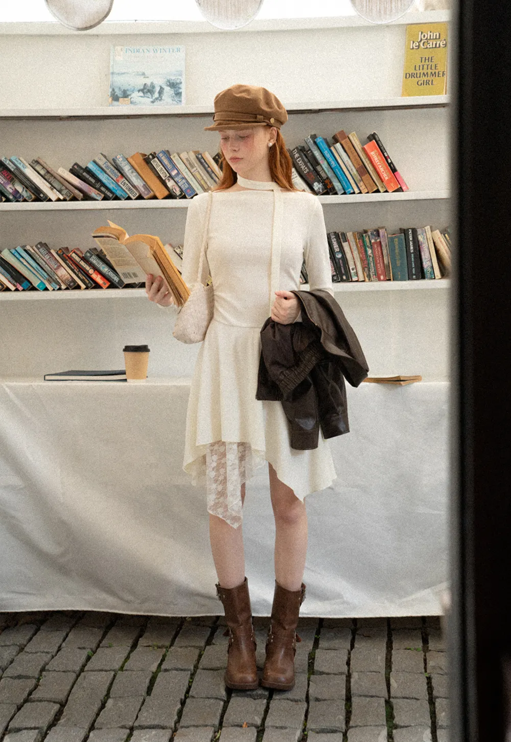 Asymmetrical Hem Lace Panel Knit Dress
