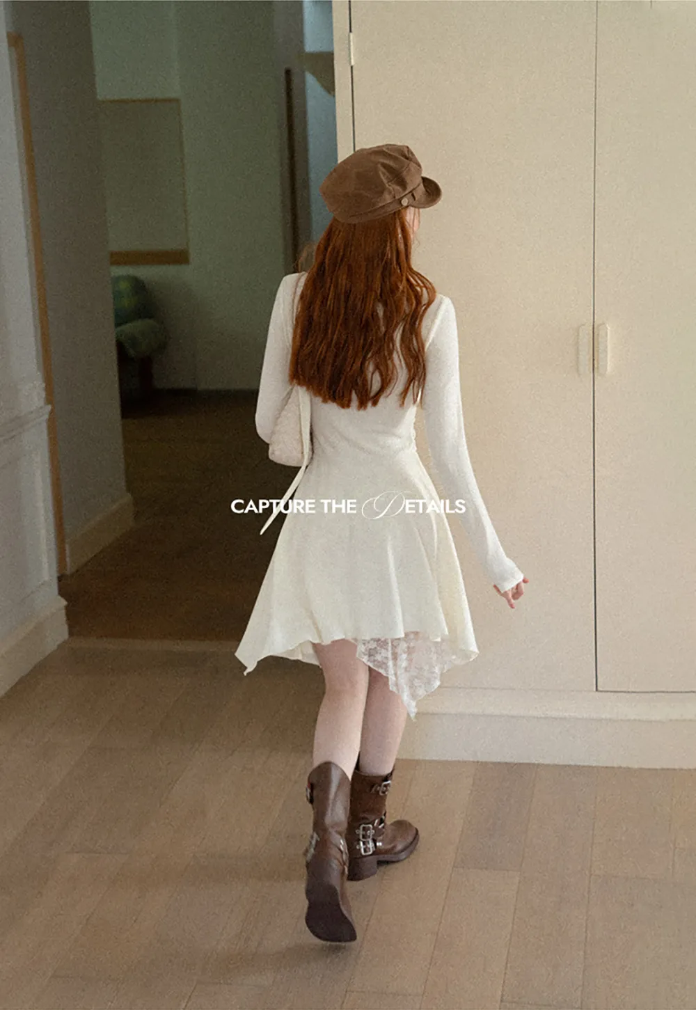 Asymmetrical Hem Lace Panel Knit Dress