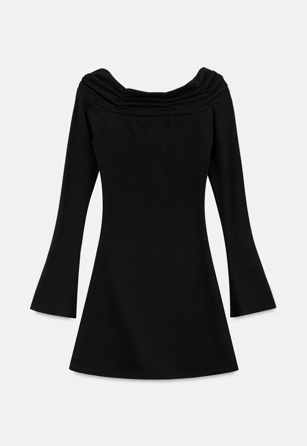 Off Shoulder Long Sleeve Flared Cuff Mini Dress