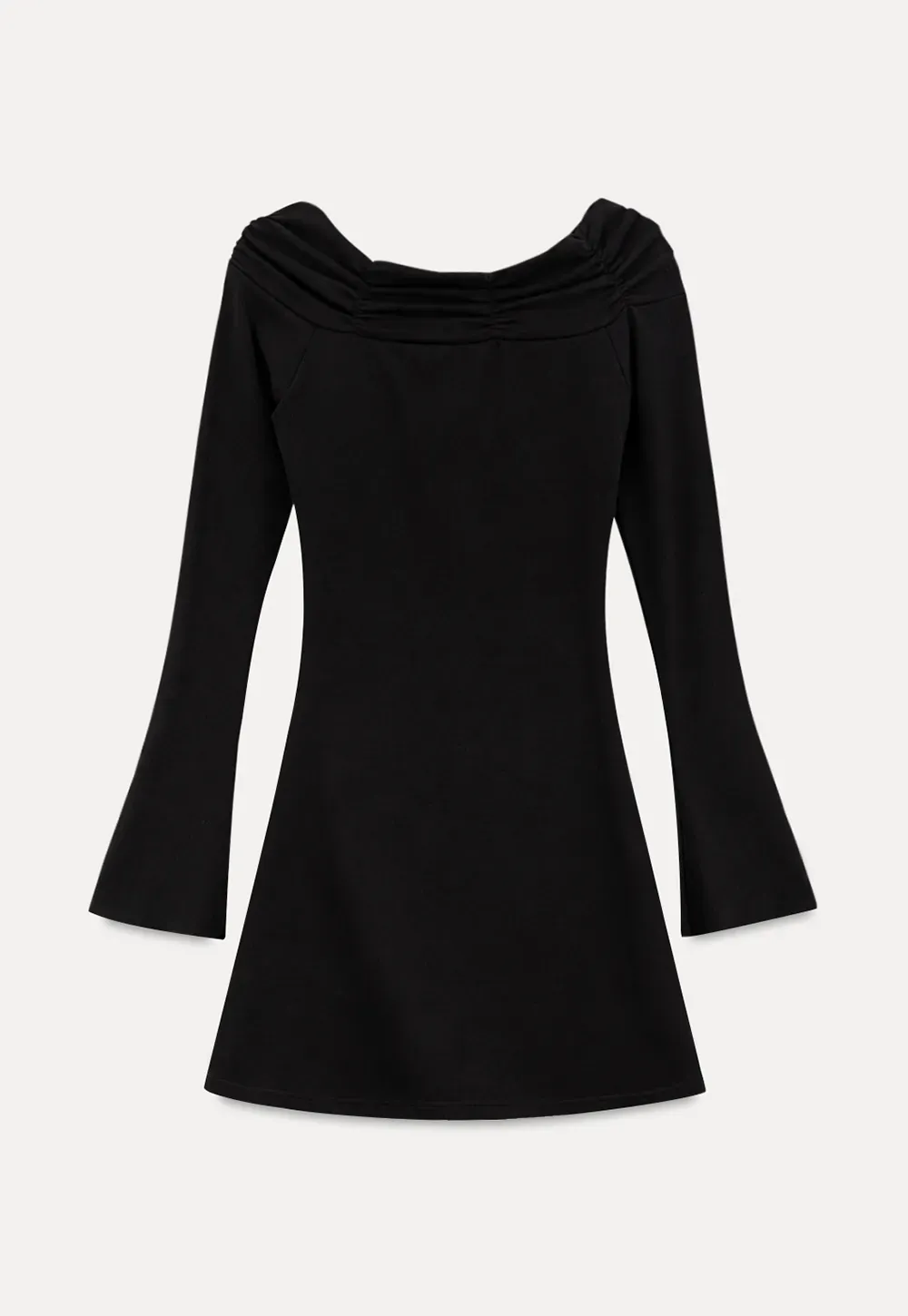 Off Shoulder Long Sleeve Flared Cuff Mini Dress