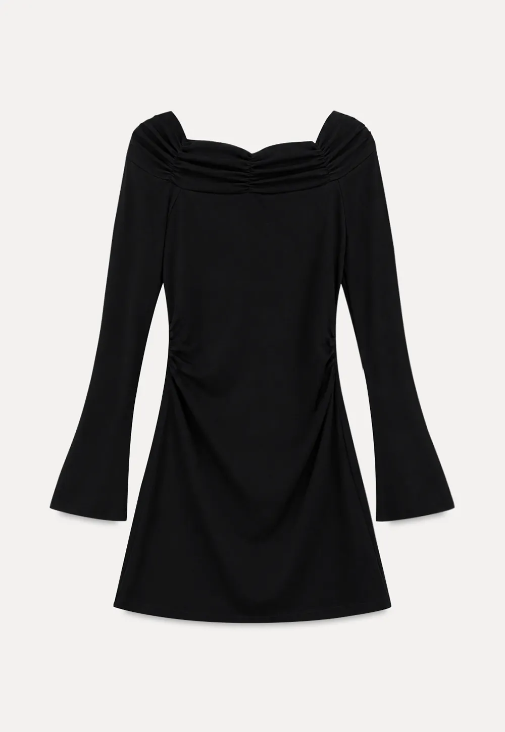 Off Shoulder Long Sleeve Flared Cuff Mini Dress