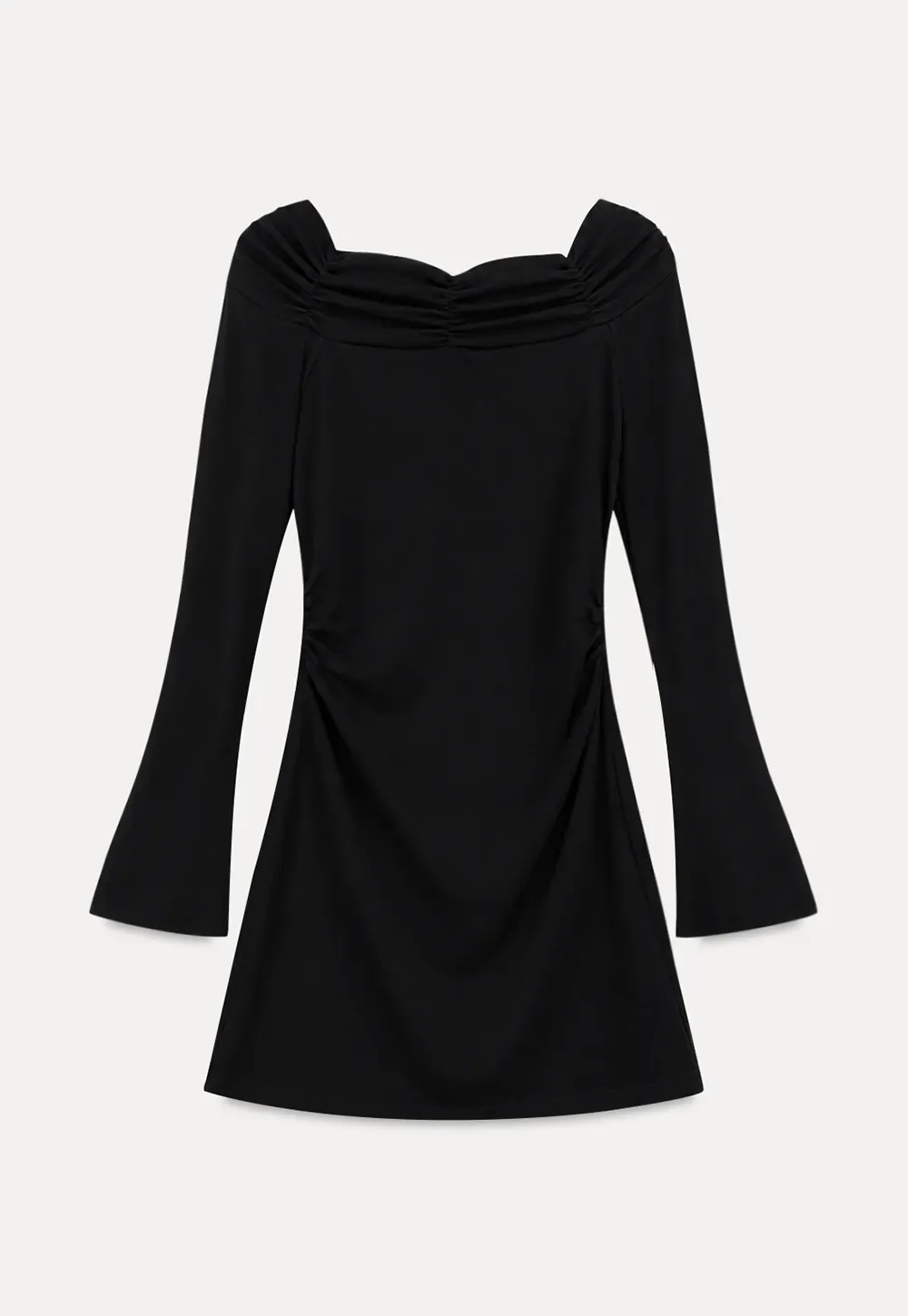 Off Shoulder Long Sleeve Flared Cuff Mini Dress