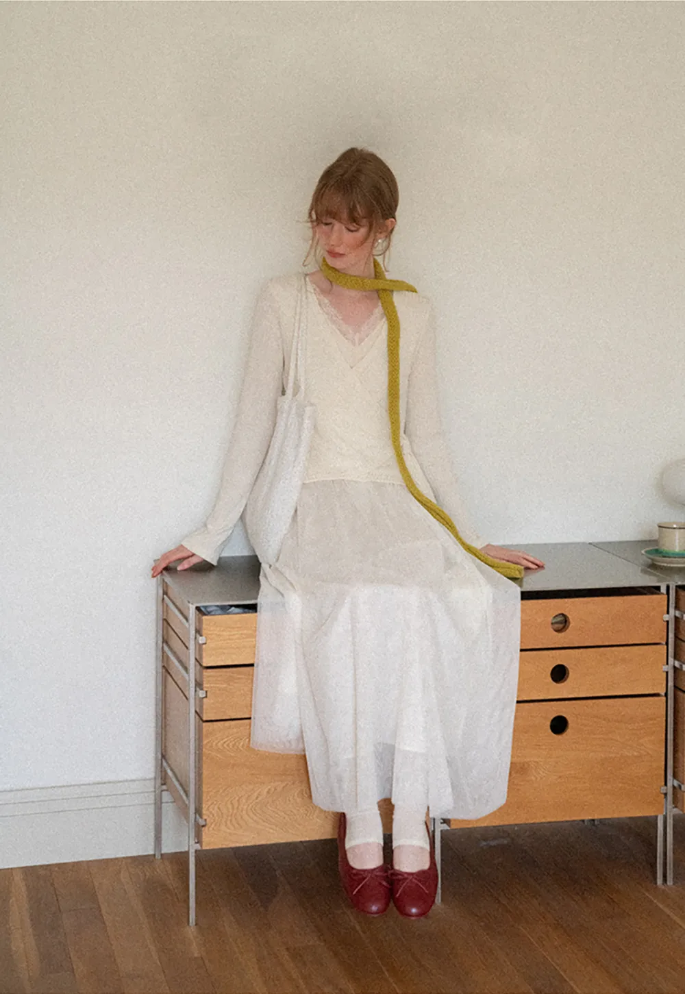 Ribbed Knit Wrap Top with Flowing Maxi Skirt Dress
