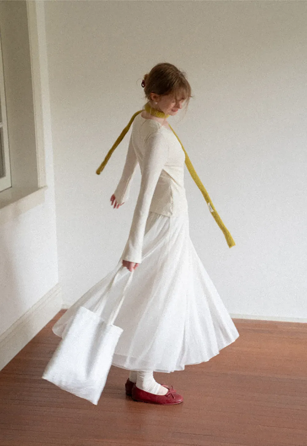 Ribbed Knit Wrap Top with Flowing Maxi Skirt Dress