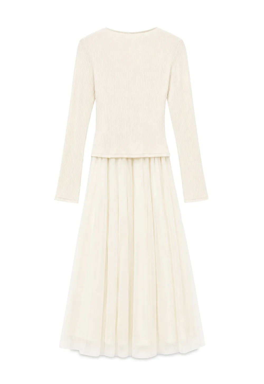 Ribbed Knit Wrap Top with Flowing Maxi Skirt Dress