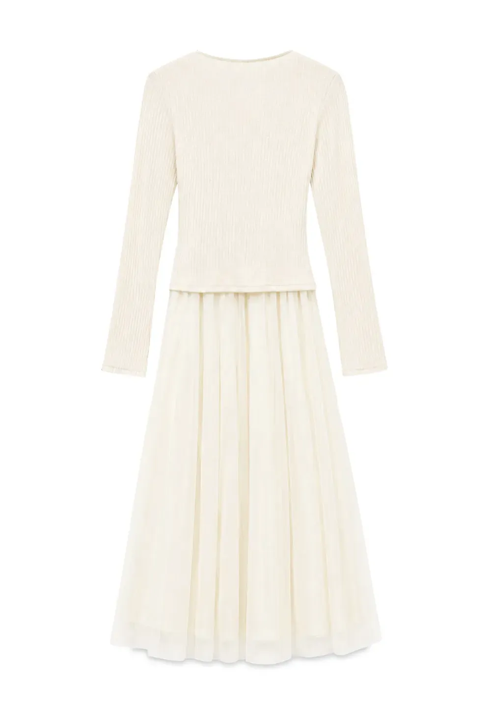 Ribbed Knit Wrap Top with Flowing Maxi Skirt Dress