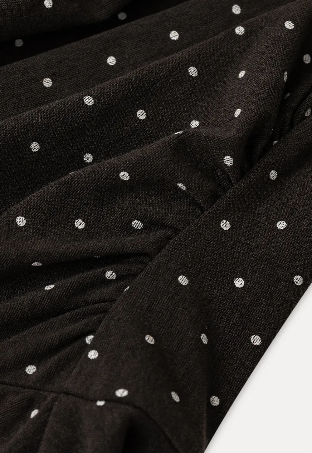 Polka Dot Lace Trim V Neck Flared Sleeve Dress