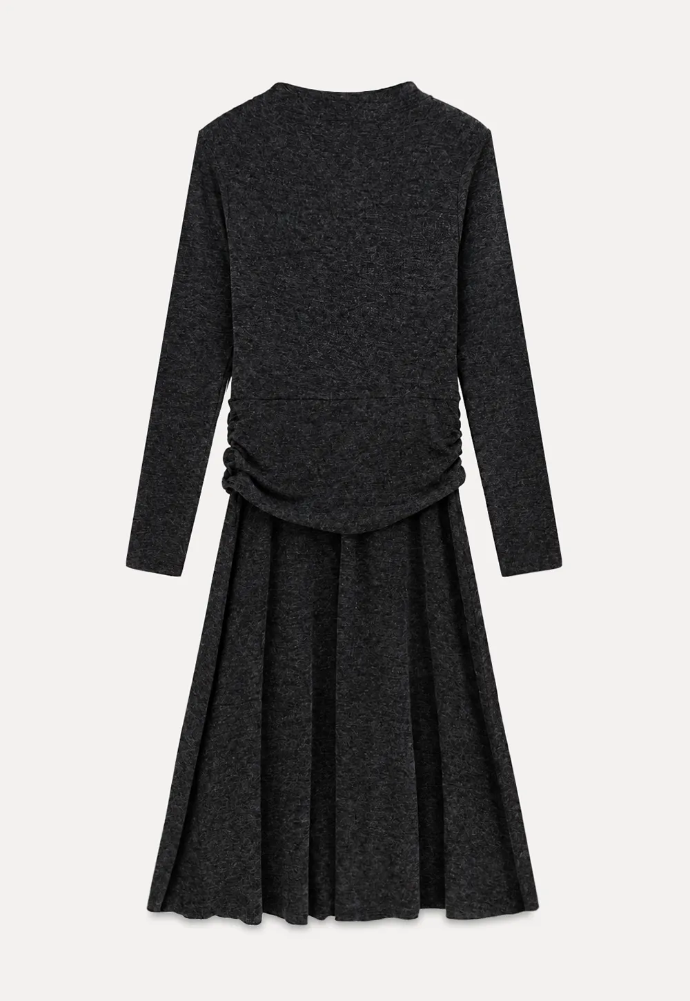 High Neck Long Sleeve Flowing Midi Dress
