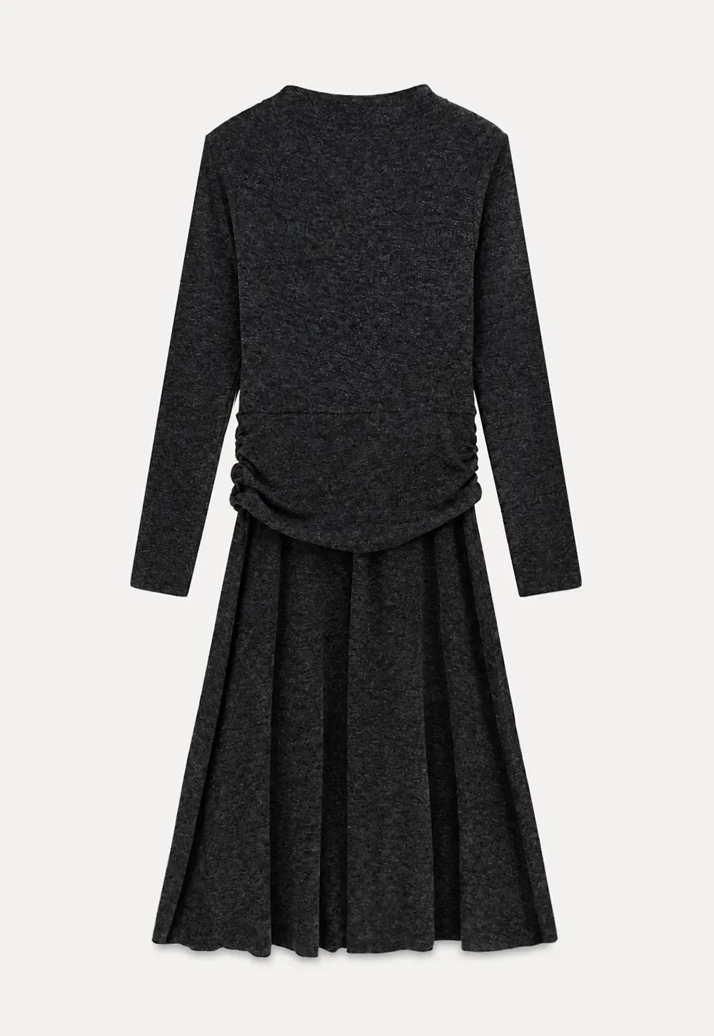 High Neck Long Sleeve Flowing Midi Dress