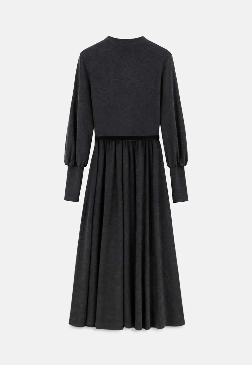 High Neck Long Sleeve Balloon Sleeve Maxi Dress