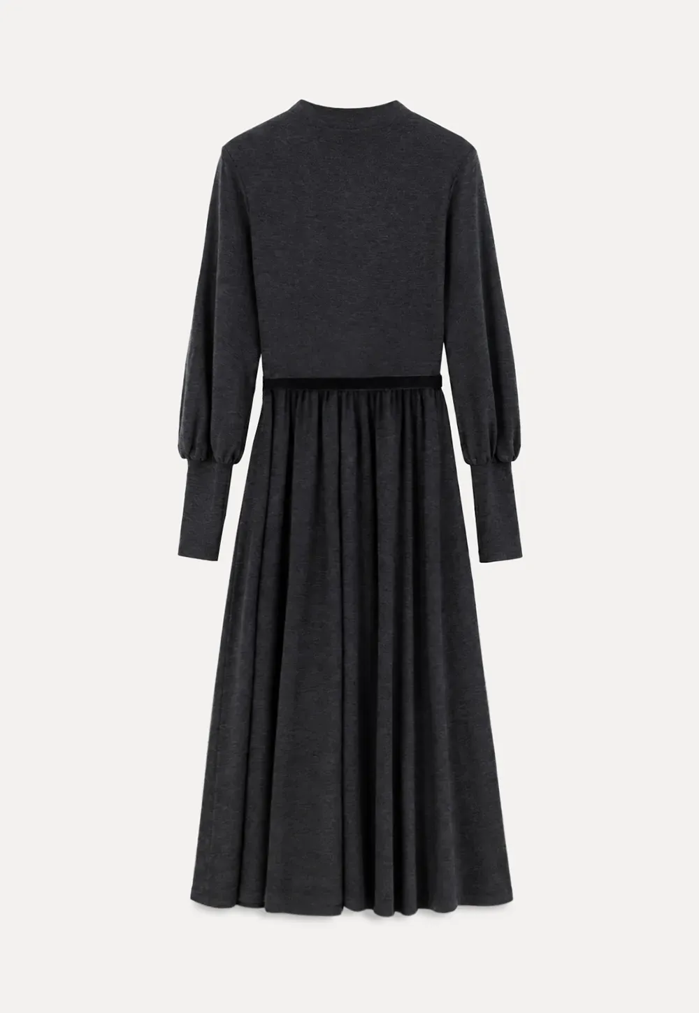 High Neck Long Sleeve Balloon Sleeve Maxi Dress