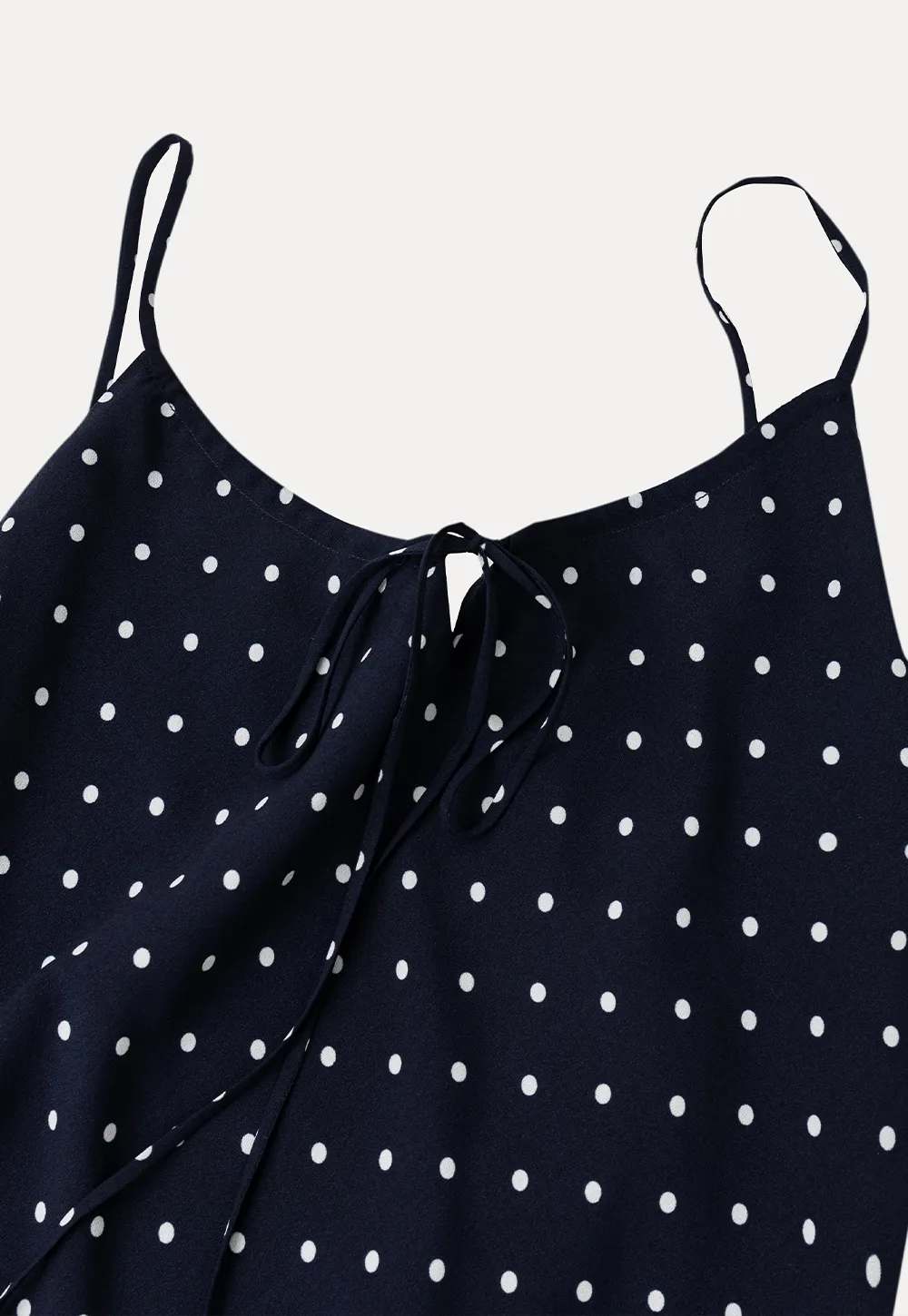 Polka Dot Print Slip Dress with Adjustable Front Tie