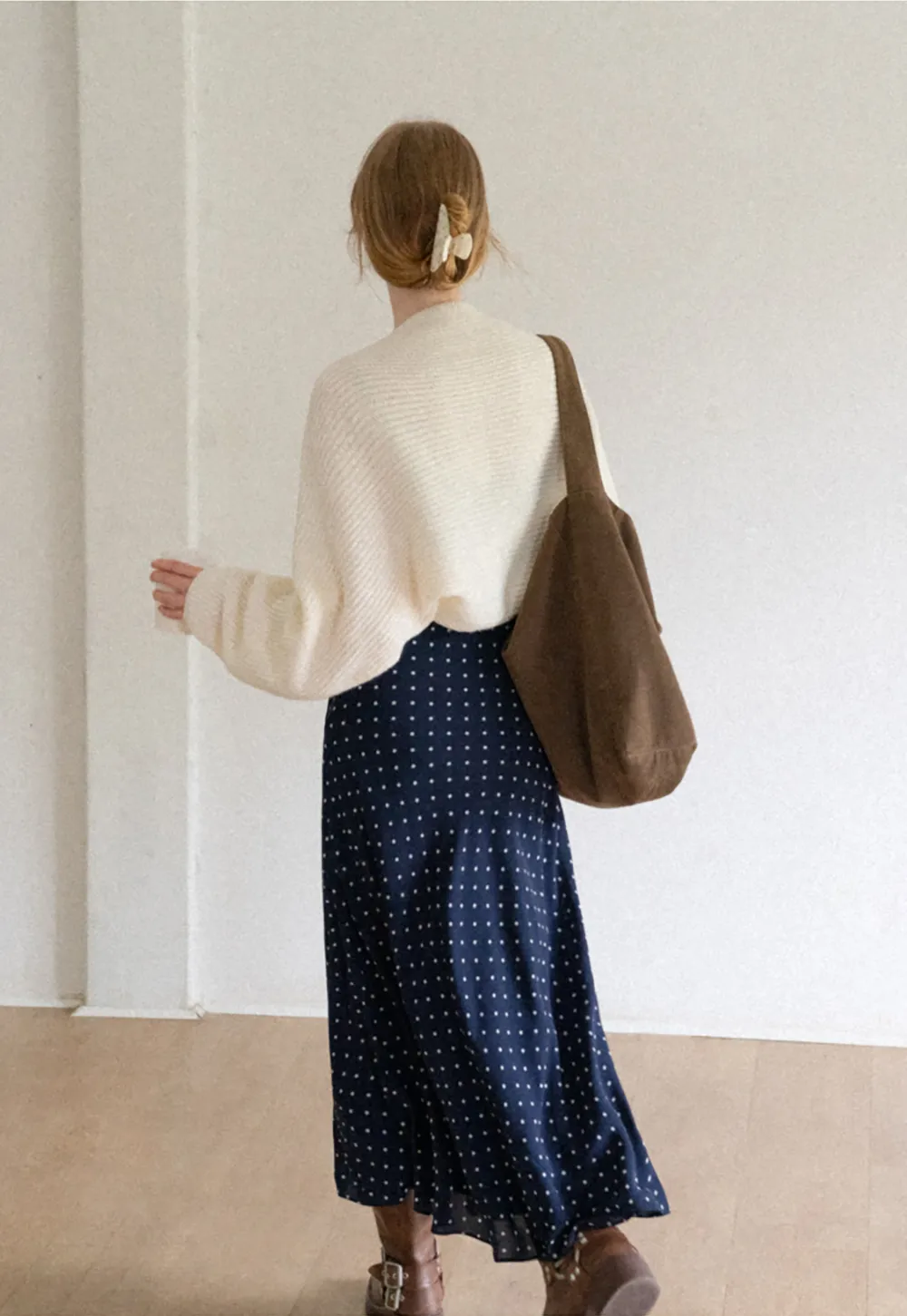 Polka Dot Print Slip Dress with Adjustable Front Tie