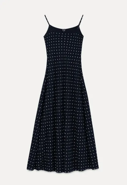 Polka Dot Print Slip Dress with Adjustable Front Tie