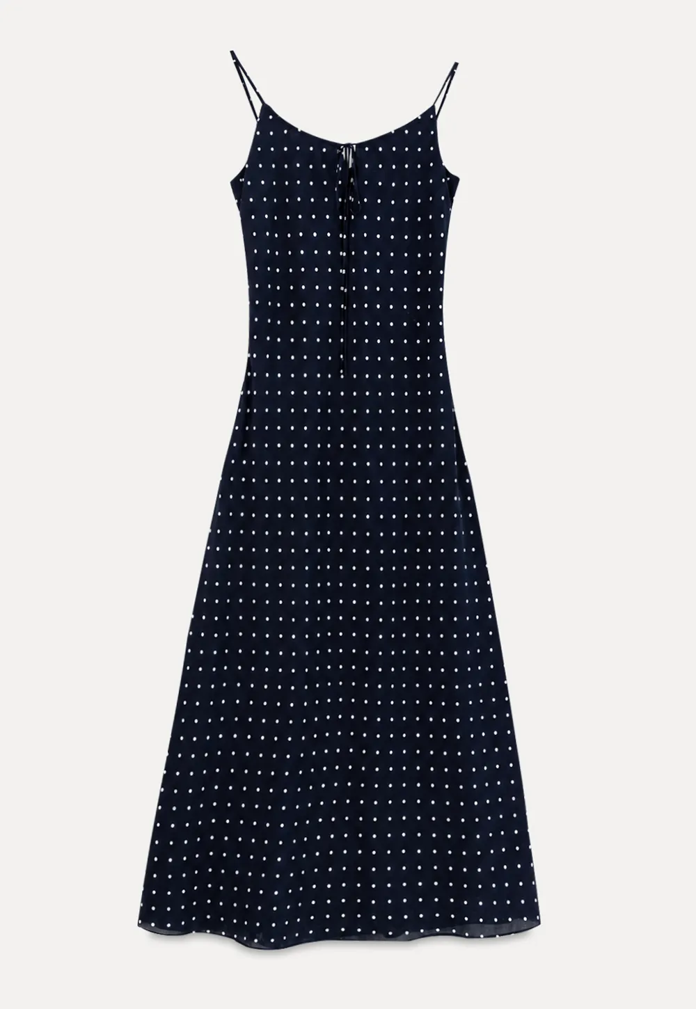 Polka Dot Print Slip Dress with Adjustable Front Tie
