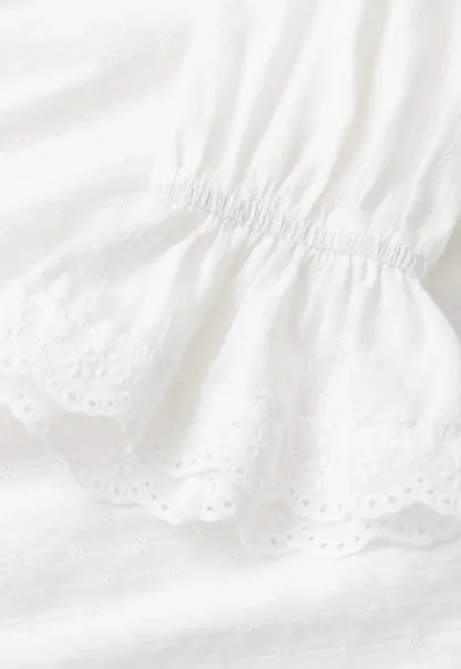 Lace Trim Bell Sleeve Drawstring Neck Dress