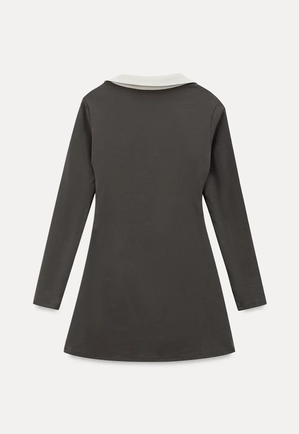 Contrast Collar Long Sleeve Polo Dress