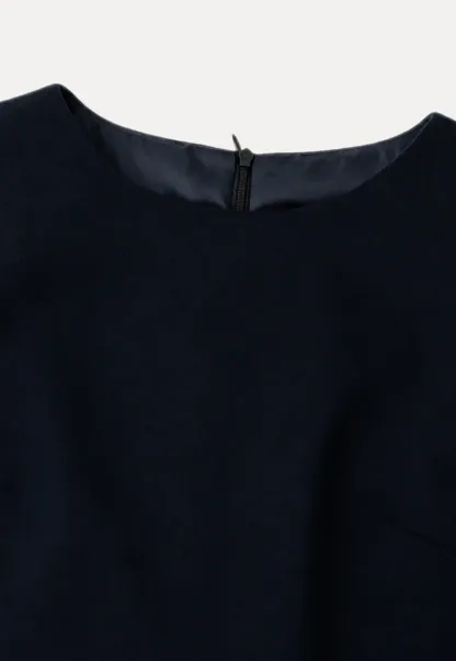 Lace Sleeve Layered Mock Neck A Line Dress