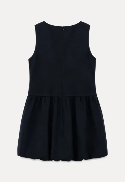 Lace Sleeve Layered Mock Neck A Line Dress
