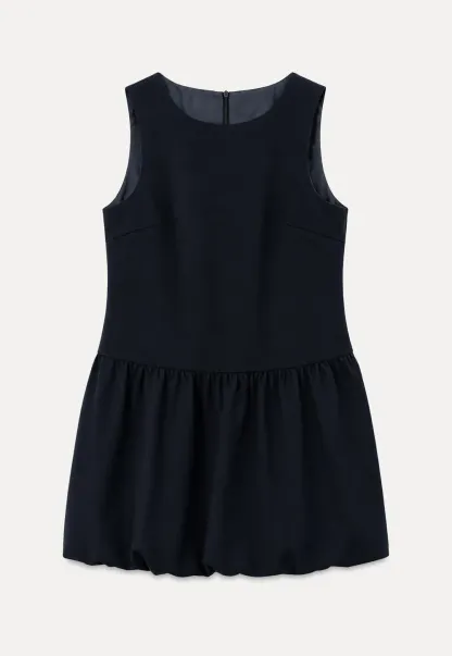 Lace Sleeve Layered Mock Neck A Line Dress