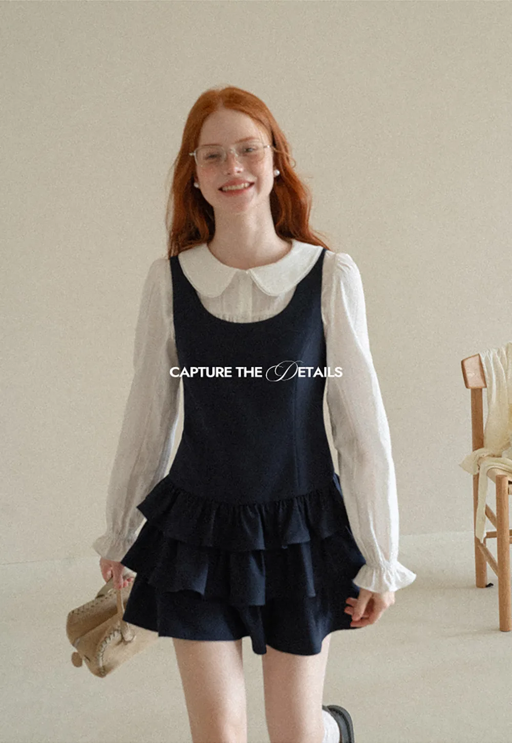 Peter Pan Collar Tiered Ruffle Sleeveless Dress