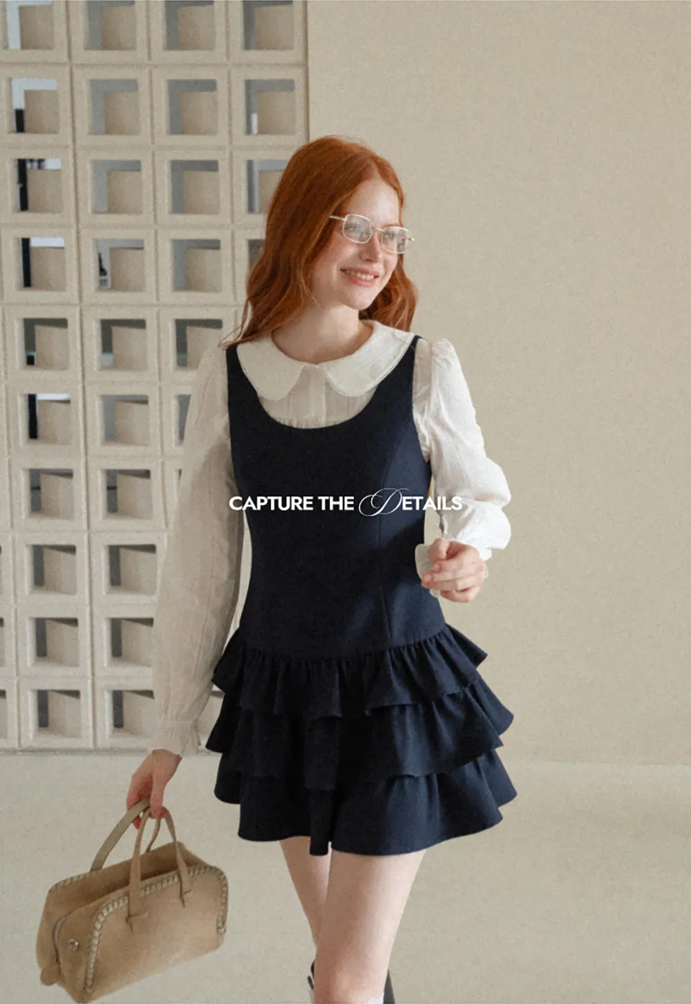 Peter Pan Collar Tiered Ruffle Sleeveless Dress