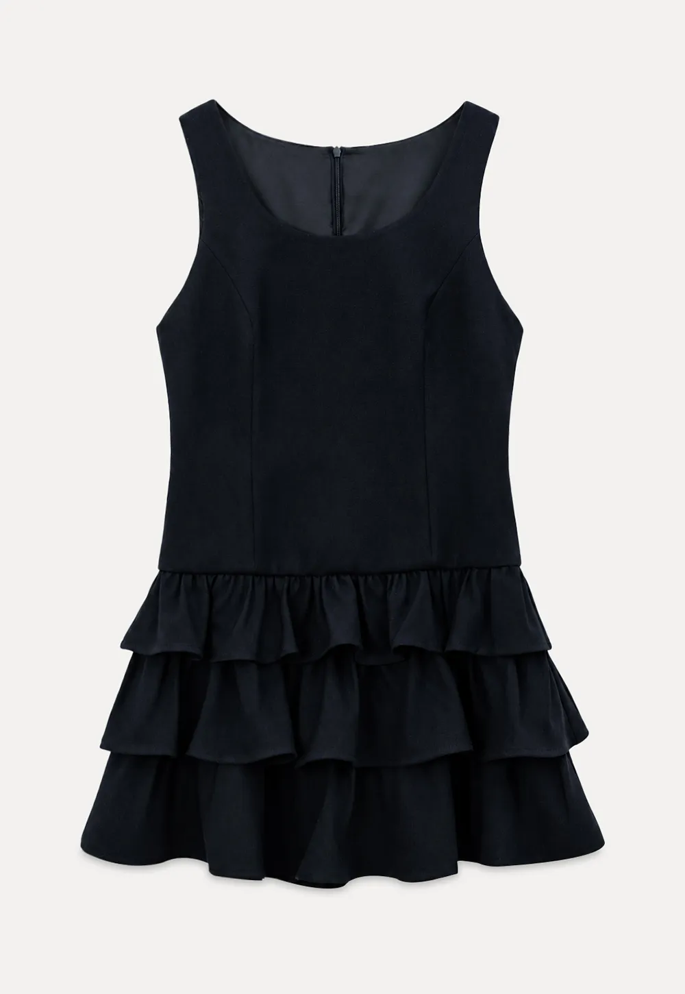 Peter Pan Collar Tiered Ruffle Sleeveless Dress