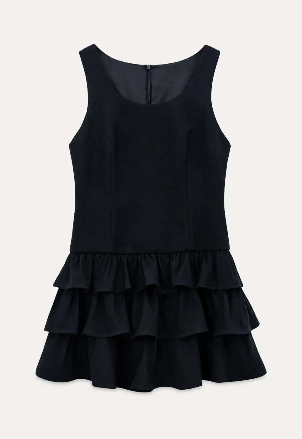 Peter Pan Collar Tiered Ruffle Sleeveless Dress