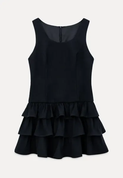 Peter Pan Collar Tiered Ruffle Sleeveless Dress