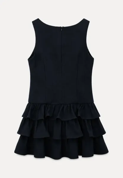 Peter Pan Collar Tiered Ruffle Sleeveless Dress