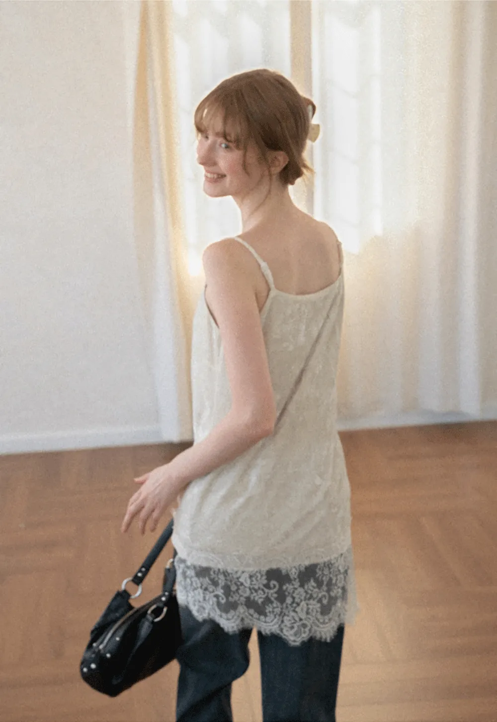 Lace Trim V Neck Slip Dress