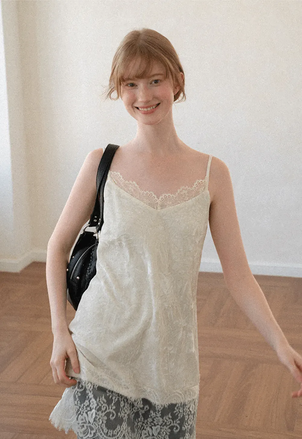 Lace Trim V Neck Slip Dress