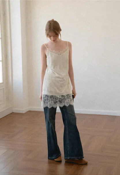 Lace Trim V Neck Slip Dress