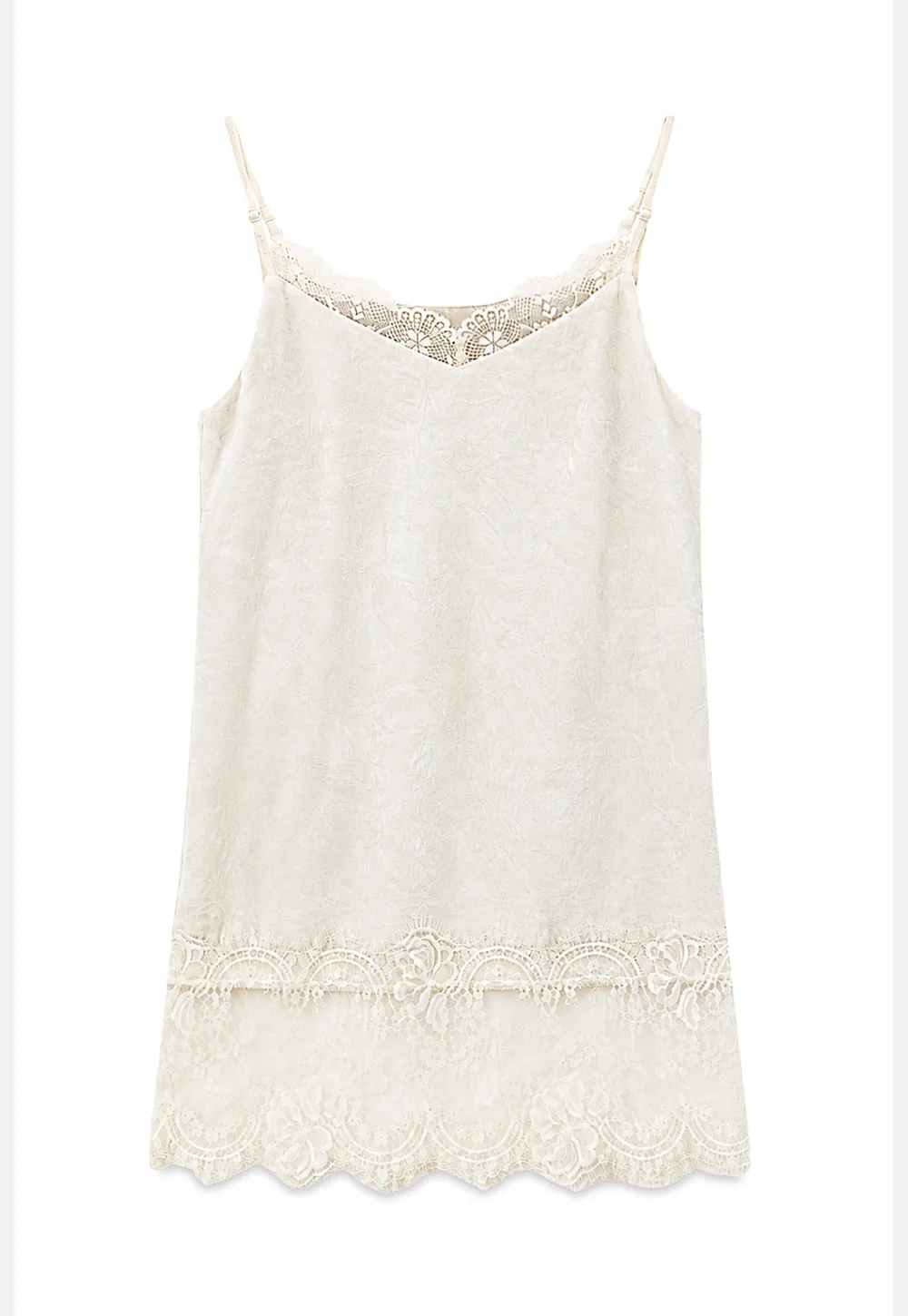 Lace Trim V Neck Slip Dress