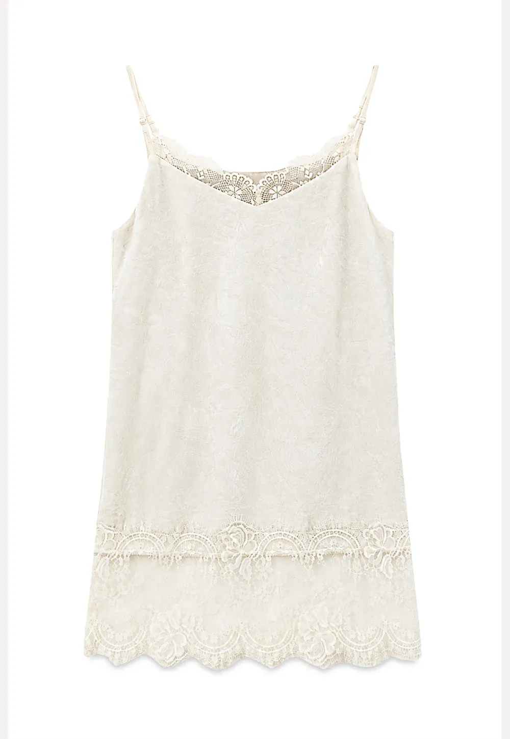 Lace Trim V Neck Slip Dress