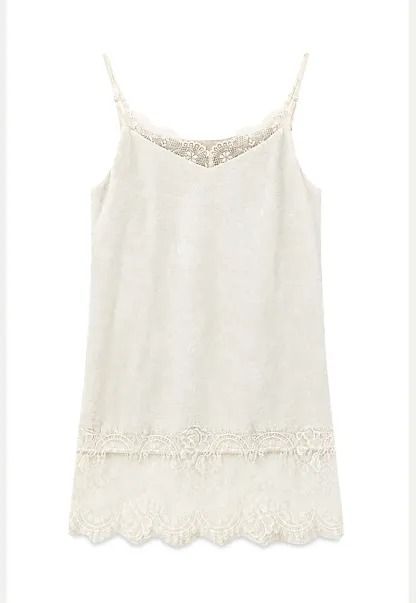 Lace Trim V Neck Slip Dress