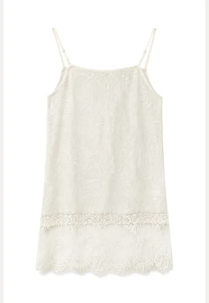 Lace Trim V Neck Slip Dress