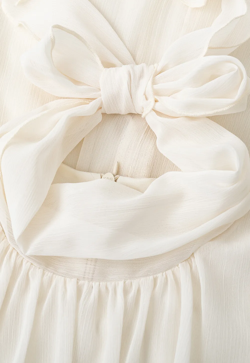 High Neck Pleated Long Sleeve Ruffled Hem Dress