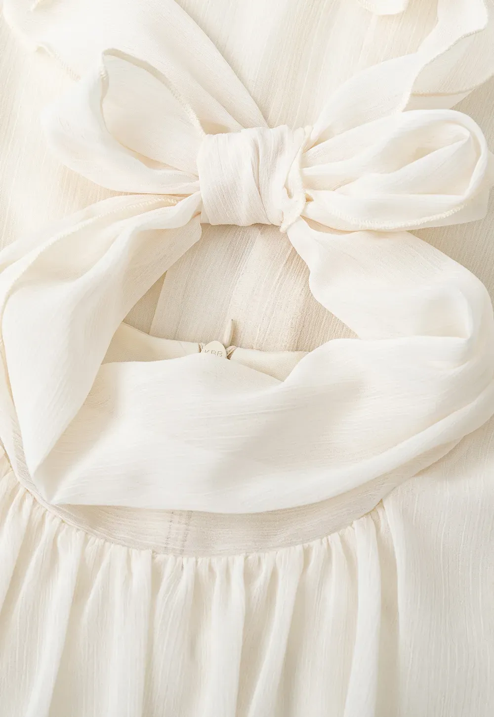 High Neck Pleated Long Sleeve Ruffled Hem Dress