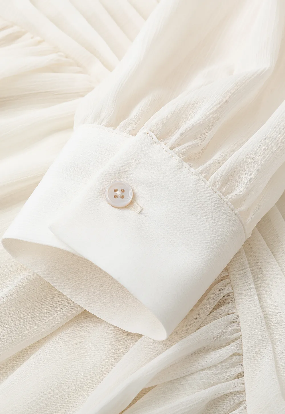 High Neck Pleated Long Sleeve Ruffled Hem Dress