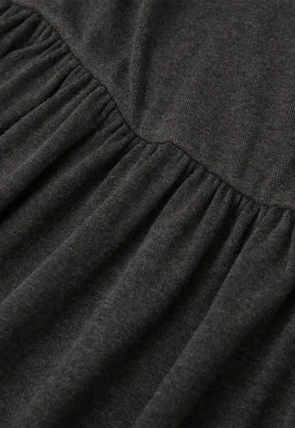 High Waist Pleated Long Sleeve Knit Dress