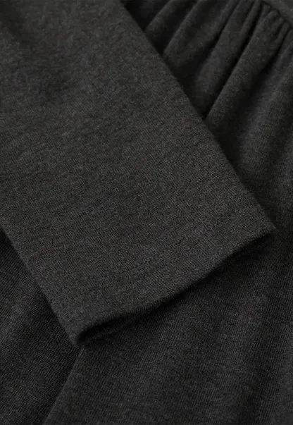 High Waist Pleated Long Sleeve Knit Dress